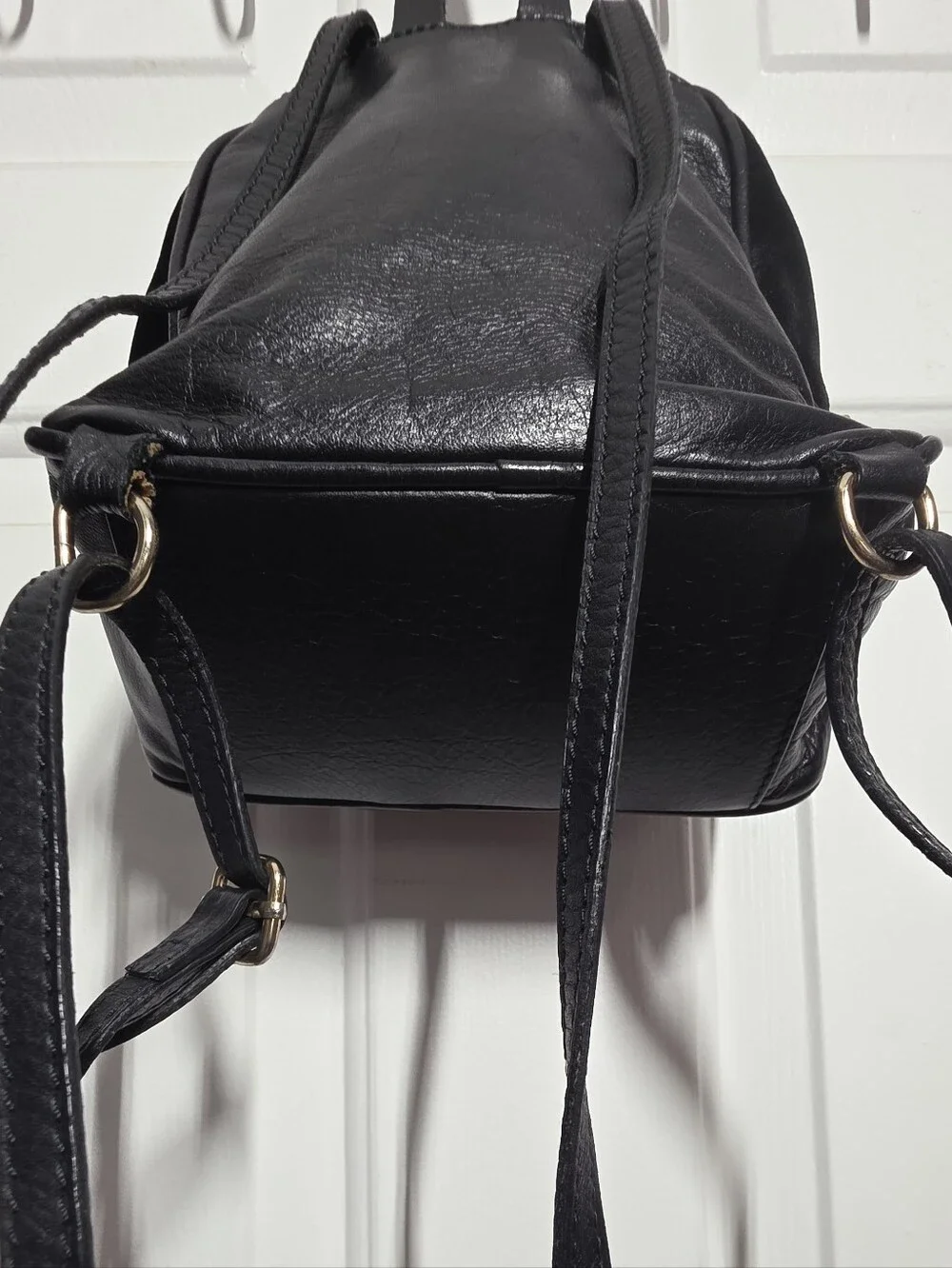 Designer Genuine Leather & Black Velvet Small Backpack